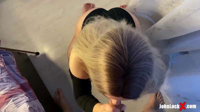 Redhead Sucking Dick agus Fucking Suas, Ag Dul Cum ar a Asal